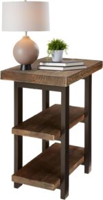 Pomona 3-Tier Solid Wood End Table with Storage Shelves – Rustic Industrial Space-Saving Side Table or Nightstand for Living Room, Bedroom, or Entryway by Alaterre Furniture - Image 2