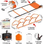 Agility Ladder, Speed Training Equipment Set, 20ft Agility Ladder, 12 Soccer Cones, 4 Hurdles, Jump Rope, Running Parachute, Basketball Football Soccer Training Equipment for Kids, Youth, Adults - Image 3