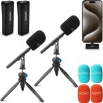 Movo Wireless Mini UC-Duo USB-C Wireless Microphone for iPhone 15/16/Android/PC/Macbook Podcast Equipment Bundle with WMX-HM Handle/Desktop Mic Stand for Podcasting, Interviews, and Content Creation - Image 2