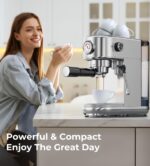 Espresso Machine with Milk Frother, 20 Bar High Pressure Professional Espresso Maker Automatic, Compact Stainless Steel Coffee Machine for Cappuccino, Latte, Gift for Coffee Lover, Silver - Image 9