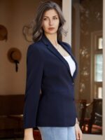 Women's Casual Business Blazer Notched Lapel One Button Open Front Long Sleeve Blazers Office Work Suit Jackets - Image 9