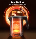 Electric Kettle, Double Wall Stainless Steel Cool Touch Water Boiler Heater, 7 Temperature Control Teapot, 4H Keep Warm, 1.0L 1200W Fast Heat with Auto Shut-Off, Boil-Dry Proof Coffee Tea Pot, Black - Image 3