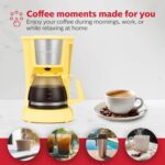 Holstein Housewares 5 Cup Drip Coffee Maker – Compact and User-Friendly with Auto Pause & Serve, Reusable Filter, Measuring Spoon & Glass Carafe, Office & Dorm Use, Yellow - Image 8