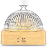 Glass Essential Oil Diffuser Humidifier, 200ml Ultrasonic Aroma Diffusers with Glass Reservoir Wood Base Auto-Off Timer, Dusk Flame Warm Light Dome Air Diffuser for Home - Image 2