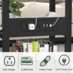 C Shaped End Table Height Adjustable - Couch Side Table with Charging Station, TV Tray with Wheels Slide Under Sofa for Small Spaces, Living Room Bedroom, Black - Image 5