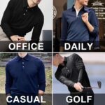 A WATERWANG Men's Long Sleeve Polo Shirts, Slim-fit Cotton Golf Polo Shirts Basic Designed - Image 7
