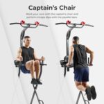 Sunny Health & Fitness Power Tower, Dip Bar, Push-Up & Pull Up Assisting Parallette Station w Optional Rock Climbing Grip Trainer - Image 5