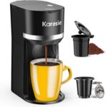 Single Serve Coffee Maker for K-Cup and Ground Coffee, Fast Brew, 6-12 oz Brew Sizes One Cup Coffee Machine Fits 5.5" Mugs, One-Button Small Coffee Maker with Descaling Reminder,Black - Image 2
