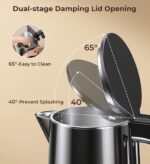 Electric Kettle, Double Wall Stainless Steel Cool Touch Water Boiler Heater, 7 Temperature Control Teapot, 4H Keep Warm, 1.0L 1200W Fast Heat with Auto Shut-Off, Boil-Dry Proof Coffee Tea Pot, Black - Image 9