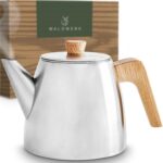 WALDWERK Tea Pot with Infuser - Double Wall Stainless Steel Teapot - Tea Pot with Infuser for Loose Tea - Made from 304 Stainless Steel and Oak Wood - Isolated Teapot with Strainer - 100% Drip Free - Image 2