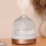 200ml Glass Reservoir Essential Oil Diffuser with Glass Dome Ultrasonic Aromatherapy Diffuser with Four Timer Colorful Light Auto-Off for Gift Home Office Bedroom - Image 2