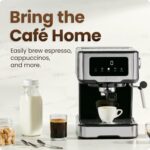 Chefman CraftBrew Espresso Machine, 15-Bar Pump Digital Espresso Maker w/Steam Wand for Latte & Cappuccino, Compact Espresso Coffee Machine w/ 1.5L Removable Water Reservoir - Stainless Steel - Image 3