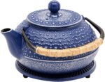 Juvale Cast Iron Teapot with Infuser - Blue, 27 oz (800 mL) - Stovetop Tea Kettle for Loose Leaf Tea - Includes Stainless Steel Infuser & Trivet - Image 10
