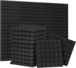 24 Pack-12 x 12 x 2 Inches Pyramid Designed Acoustic Foam Panels, Sound Proof Foam Panels Black, High Density and Fire Resistant Acoustic Panels, Sound Panels, Studio Foam for Wall and Ceiling - Image 2