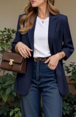Women's Casual Business Blazer Notched Lapel One Button Open Front Long Sleeve Blazers Office Work Suit Jackets - Image 5
