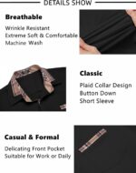 COOFANDY Mens Short Sleeve Dress Shirts Casual Wrinkle Free Shirt Plaid Collar Summer Button Down Shirts - Image 6