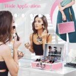 Color Nymph Starter Makeup Kit for Tweens Girls, Train Case for Women Full Kit with Eye Shadow, Lipstick, Blush, Brushes, Lipgloss, Mascara, Brow Wax and Mirror Pink Full Starter Cosmetics Set - Image 6