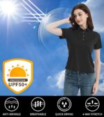 Idtswch Women's Polo Shirts UPF 50+ Casual Work Quick Dry 4 Buttons Short Sleeve Collared Golf Shirt XS-4XL - Image 6