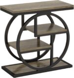 Tribesigns End Table for Living Room, 4-Tier Narrow Side Table with Storage Shelves, Industrial Bedside Table for Bedroom, Wood Small Sofa Side Table with Geometric Metal Frame (1 PC, Grey) - Image 9