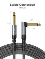 JSAUX Guitar Cable 10 ft, Amp Cord for Electric Guitar/Mandolin/Bass, Pro Audio Instrument Cable with 1/4" Tips(TS Port) Right Angle to Straight-Gray - Image 7