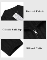 COOFANDY Men's Full Zip Cardigan Sweater Slim Fit Cable Knitted Zip Up Sweater with Pockets - Image 6