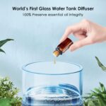 Glass Essential Oil Diffuser, 80ML Small Glass Reservoir Natural Wood Base Ultrasonic Cool Mist Aroma Diffusers with USB-Cord Auto-Off 7 Color Light for Home Office Bedroom - Image 3