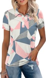 TFSDOD Womens Golf Polo Shirts Collared Short Sleeve T Shirt Lightweight Moisture Wicking Polo Casual 3 Buttons Outfits - Image 2