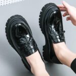 Mens Leather Slip-On Platform Dress Tassels Loafers Non-Slip Low Top Round Toe Chunky Penny Shoes for Business Casual Dress Prom Party - Image 7