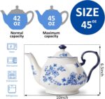 Bone China European Style Floral Ceramic Teapot - 45oz, Perfect for Tea Sets, Loose Tea, and Parties - Image 3