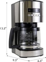 Kenmore Drip Coffee Maker - 12 Cup Programmable Cafe Machine With Glass Pot, Regular & Bold Brew, Auto Shut Off Large Water Reservoir, Reusable Filter, Kitchen Appliances For Cafeteria Barista, Black - Image 5