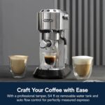 De’Longhi Dedica Arte Espresso Machine with My LatteArt Steam Wand (Milk Frother), 15-Bar Pump & 3-Level Temp Control - Compact Espresso Maker for Latte & Cappuccino - Italian Stainless Steel Design - Image 6