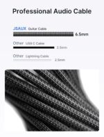 JSAUX Guitar Cable 10 ft, Amp Cord for Electric Guitar/Mandolin/Bass, Pro Audio Instrument Cable with 1/4" Tips(TS Port) Right Angle to Straight-Gray - Image 3