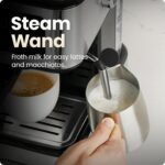Chefman CraftBrew Espresso Machine, 15-Bar Pump Digital Espresso Maker w/Steam Wand for Latte & Cappuccino, Compact Espresso Coffee Machine w/ 1.5L Removable Water Reservoir - Stainless Steel - Image 6