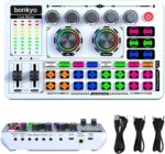 F999 White Live Streaming Sound Card, Professional Audio Mixer, Voice Changer Soundboard with Audio Interface, Bluetooth, Noise Reduction, DJ Mixer Board for Live/Podcasting/Gaming - Image 2