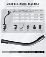 24-INCHS Flexible Gooseneck Microphone Stand with Heavy Duty Desk Clamp for Podcast, Meetings, Lectures, Radio Broadcasting Studio, Live Broadcast Equipment, TV Stations - Image 3