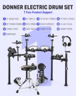 Donner DED-200 Electric Drum Sets with Quiet Mesh Drum Pads, 2 Cymbals w/Choke, 31 Kits and 450+ Sounds, Throne, Headphones, Sticks, USB MIDI, Melodics Lessons (5 Pads, 3 Cymbals) - Image 6