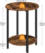 HOOBRO Round Side Table, Wooden Look Accent End Table for Sofa Couch, Round Nightstand with 2-Tier Storage Shelf, for Small Spaces in Living Room, Bedroom, Rustic Brown BF58BZ01G1 - Image 4