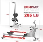 Sunny Health & Fitness Magnetic Rowing Machine for Home Exercise, Quiet & Smooth Rower with Compact Storage and Optional Free SunnyFit App Connectivity - Image 7