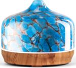 Porseme 500ml Glass Essential Oil Diffuser Aromatherapy Ultrasonic Cool Mist Humidifier 15-21 Running Hours Waterless Auto-Off Air Diffusers for Sleeping Yoga Office Working Spa and Rest (Light Blue) - Image 2