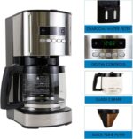 Kenmore Drip Coffee Maker - 12 Cup Programmable Cafe Machine With Glass Pot, Regular & Bold Brew, Auto Shut Off Large Water Reservoir, Reusable Filter, Kitchen Appliances For Cafeteria Barista, Black - Image 7
