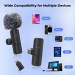 Wireless Microphone for iPhone, Android Wide Compatibility Noise Reduction Clear Sound Lavalier Microphone for Podcast, Video Recording, Live Streaming, YouTube, Tiktok, Vlog, 2 Pack - Image 3