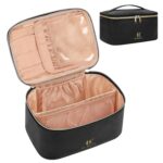 OCHEAL Makeup Bag, Portable Cosmetic Bag, Large Capacity Travel Makeup Case Organizer, Black For Women Toiletry Bag for Girls Traveling With Handle and Divider - Image 10
