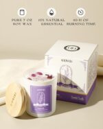AOOVOO Lavender Scented Candles for Women - Aromatherapy Candle with Crystals Inside, 7oz Soy Candles for Home Scented, Birthday Gifts Mothers Day Candle for Women Mom - Image 3