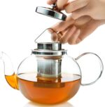 Glass Teapot Set with 4 Double Wall Teacups & Removable Stainless Steel Infuser - Microwave Dishwasher Safe Clear Blooming Loose Leaf Teas, Tea Maker Gift - Image 8