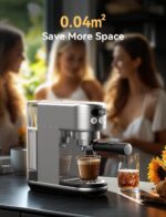 Neretva Espresso Machine 20 Bar, Super Compact Espresso Maker Stainless Steel Professional Coffee Machine Espresso with Power Steam & LED Display for Home Barista Latte and Cappuccino Maker - Image 7