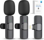 2 Pack Wireless Lavalier Microphone for iPhone iPad, Lapel Mics Plug-Play 2.4G Ultra-Low Delay Built-in Noise Reduction Chip 8H Working Time for Video Recording Interview Podcast Vlog YouTube - Image 2
