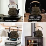 Cast Iron Tea Pot - Honeycomb Pattern Tea Kettle with Tea Leaf Infuser,Stovetop Tea Kettle Coated with Enameled Interior,Suitable for Brewing Loose Leaf Tea (Gold) - Image 6