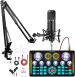 Podcast Equipment Bundle,Audio Interface and XLR Condenser Microphone, Studio Equipment with 48V Phantom Power, Bluetooth for Podcast, Streaming, Voice Over, Singing, PC, Smartphone - Image 2