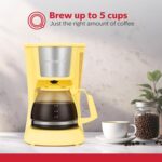 Holstein Housewares 5 Cup Drip Coffee Maker – Compact and User-Friendly with Auto Pause & Serve, Reusable Filter, Measuring Spoon & Glass Carafe, Office & Dorm Use, Yellow - Image 3