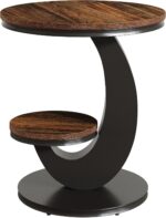 Tribesigns Round End Table Set of 2, 2 Tiers Side Table with Storage Shelf, Sofa Side Bedside Nightstand with Rustic Wood and Metal Arc-Shaped Frame for Small Spaces, Living Room, Bedroom (2PCS) - Image 8